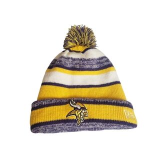 NFL New Era Minnesota Vikings Youth Pom Pom Beanie Yellow Gray Purple White